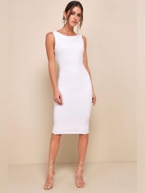 Lulus Sleeveless White Midi Bodycon Dress